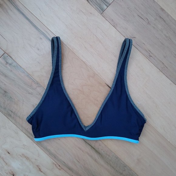 aerie Other - Aerie Blue & Gray V Scoop Bikini Top NWOT